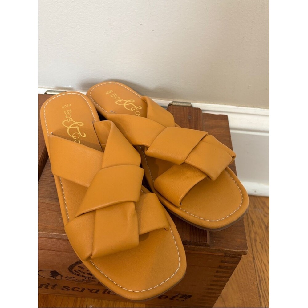 Bos. & Co. Leather Slip-On Sandal - Knick-N mustard yellow size 9
